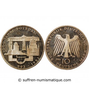 ALLEMAGNE,  POSTDAM - 10 MARK ARGENT 1993 F STUTTGART