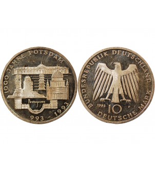 ALLEMAGNE,  POSTDAM - 10 MARK ARGENT 1993 F STUTTGART 2