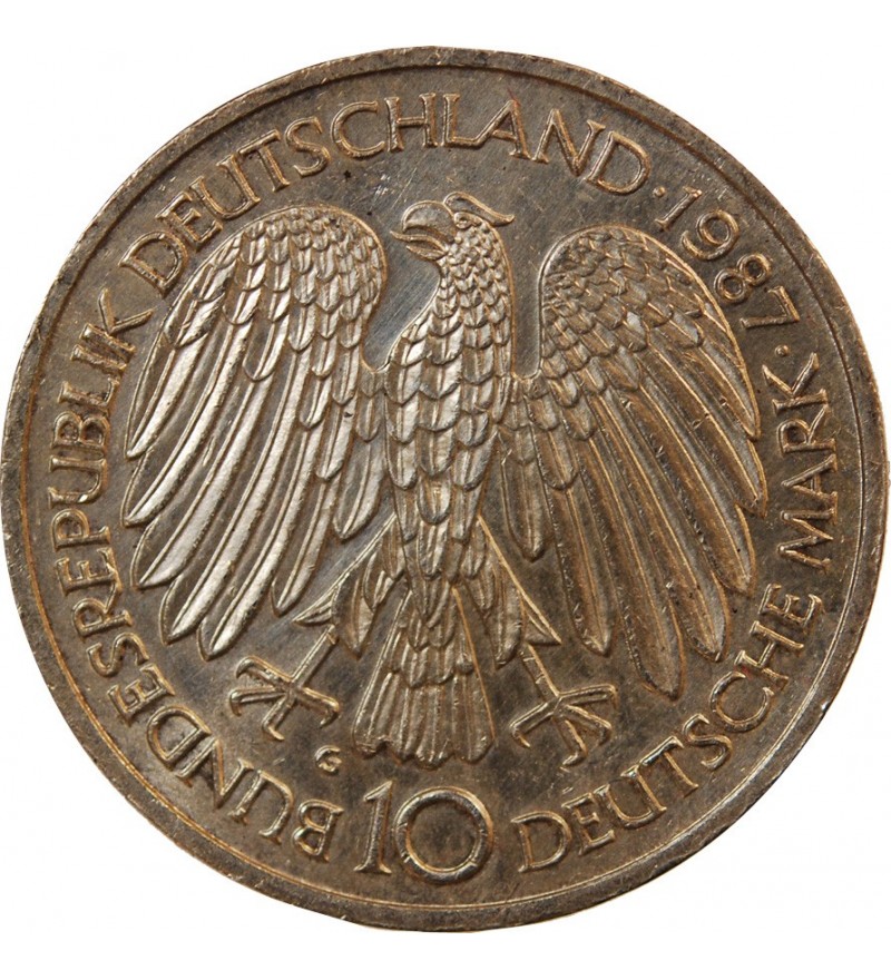 ALLEMAGNE, Traité de Rome - 10 MARK ARGENT 1987 KARLSRUHE