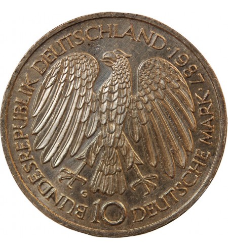 ALLEMAGNE, Traité de Rome - 10 MARK ARGENT 1987 KARLSRUHE