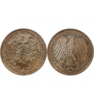 ALLEMAGNE, Traité de Rome - 10 MARK ARGENT 1987 KARLSRUHE 2