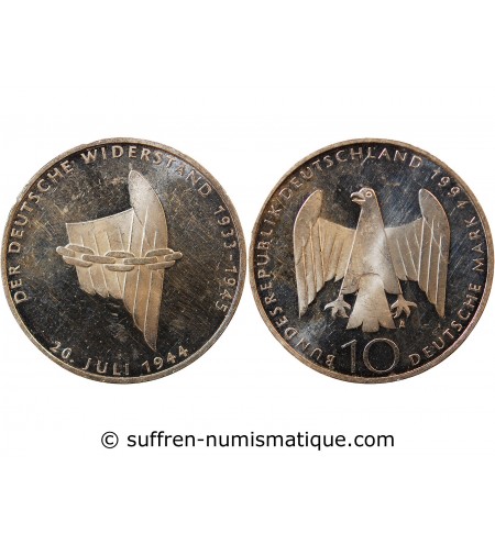 ALLEMAGNE, Résistance contre le Nazisme - 10 MARK ARGENT 1994 A BERLIN