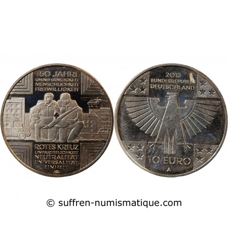 ALLEMAGNE, CROIX ROUGE - 10 EURO ARGENT 2013 A BERLIN
