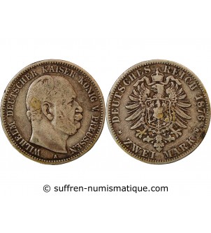 ALLEMAGNE, PRUSSE, WILHELM I - 2 MARK ARGENT 1876 