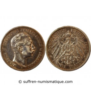 ALLEMAGNE, PRUSSE, WILHELM II - 2 MARK ARGENT 1903 A