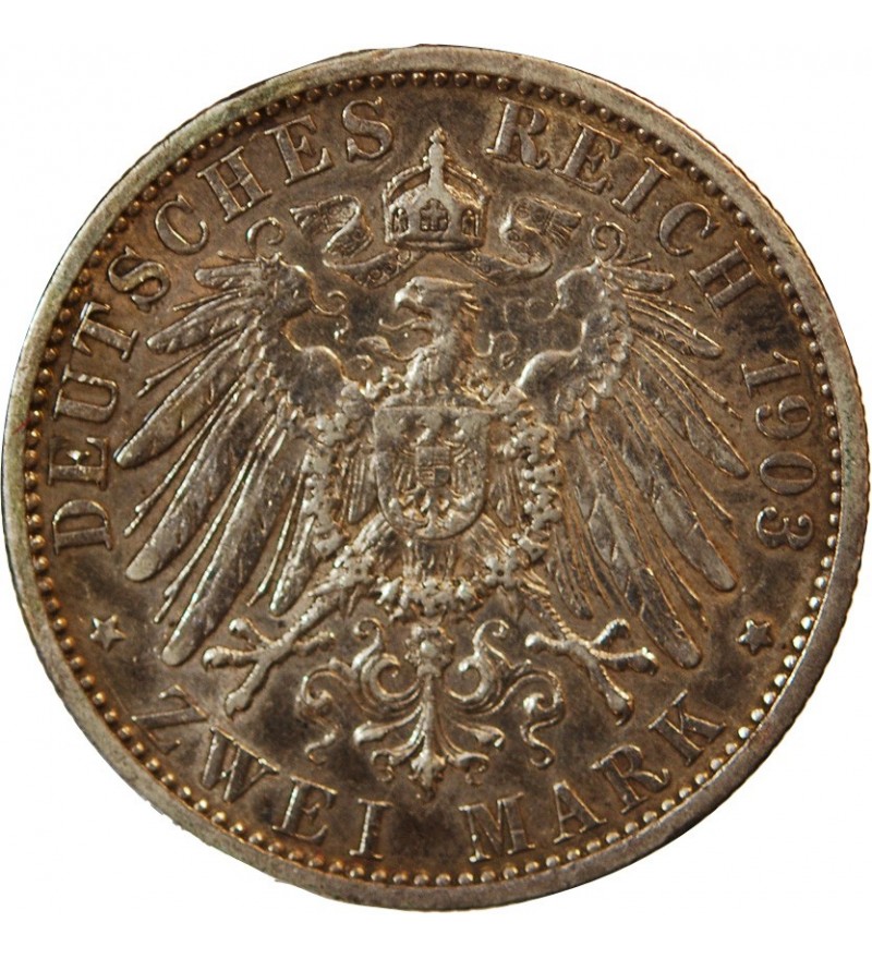 ALLEMAGNE, PRUSSE, WILHELM II - 2 MARK ARGENT 1903 A