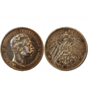 ALLEMAGNE, PRUSSE, WILHELM II - 2 MARK ARGENT 1903 A 2