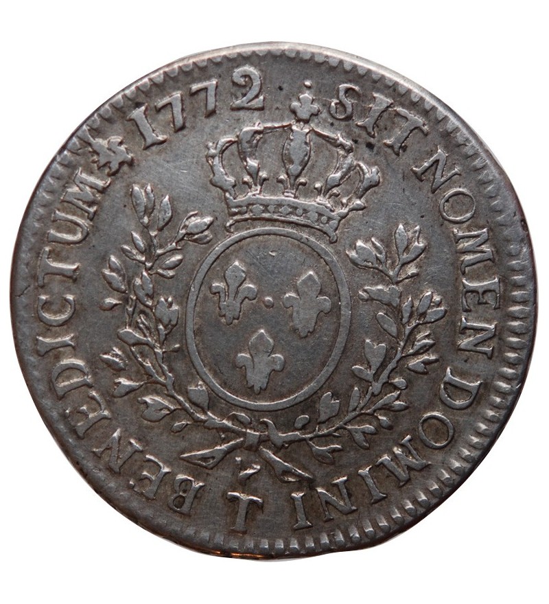 LOUIS XV﻿ - 1/2 ECU A LA VIEILLE TETE 1772 T NANTES﻿ Variété 2 sur 0﻿