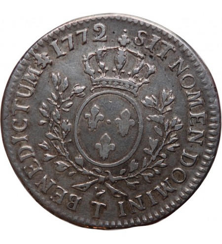 LOUIS XV﻿ - 1/2 ECU A LA VIEILLE TETE 1772 T NANTES﻿ Variété 2 sur 0﻿