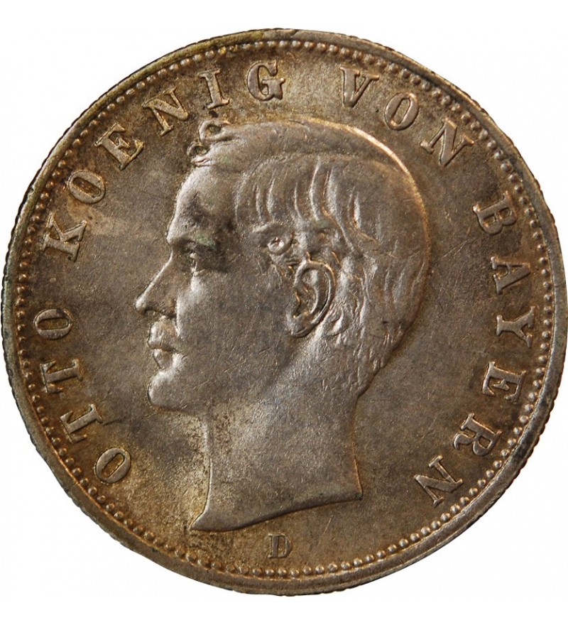 ALLEMAGNE, BAYERN, OTTO - 2 MARK ARGENT 1908 D