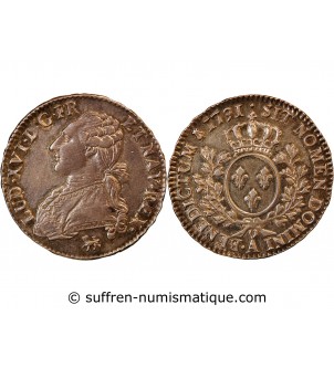 LOUIS XVI - 1/2 ECU AUX BRANCHES D'OLIVIER 1791 A PARIS