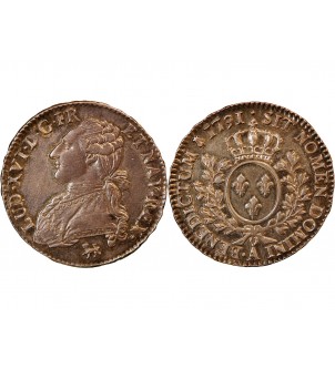 LOUIS XVI - 1/2 ECU AUX BRANCHES D'OLIVIER 1791 A PARIS 2