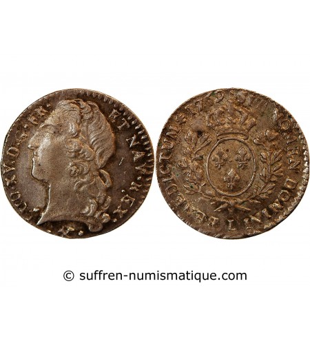 LOUIS XV - 1/10 ECU AU BANDEAU 1769 L BAYONNE