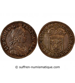 LOUIS XIV - 1/12 ECU A LA MECHE COURTE