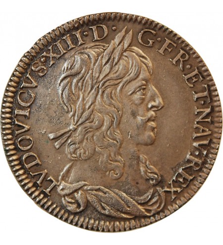 LOUIS XIII - 1/4 ECU ARGENT 1642 PARIS 'Variété 2 points, R3"