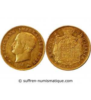 ITALIE, NAPOLEON﻿ 1er - 40 LIRE OR 1814 M MILAN﻿﻿