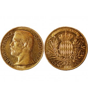 MONACO, ALBERT Ier - 100 FRANCS OR 1891 A PARIS 2