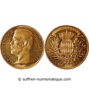 MONACO, ALBERT Ier - 100 FRANCS OR 1891 A PARIS
