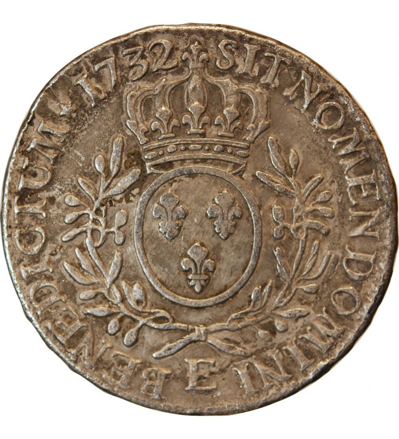 LOUIS XV - ECU AUX BRANCHES D'OLIVIER 1732 E TOURS
