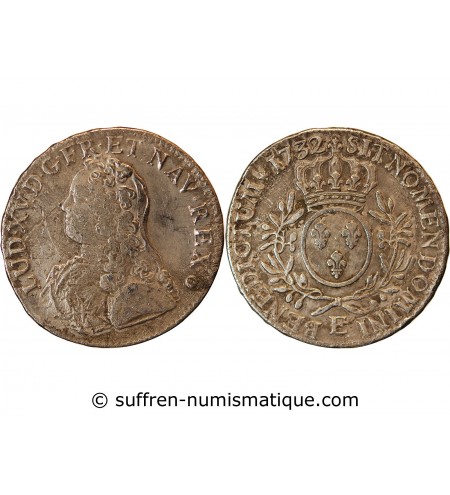 LOUIS XV - ECU AUX BRANCHES D'OLIVIER 1732 E TOURS