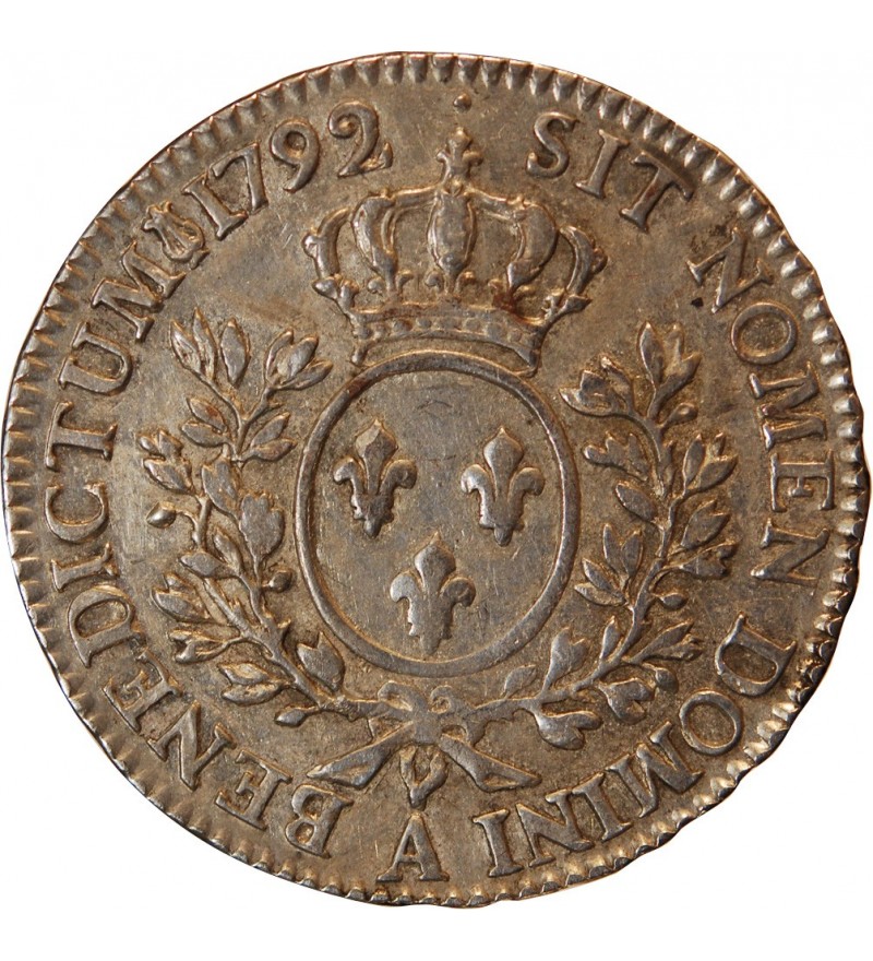 LOUIS XVI - 1/2 ECU AUX BRANCHES D'OLIVIER 1792 A PARIS