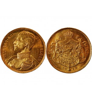 BELGIQUE, LEOPOLD II - 20 FRANCS OR 1914 2