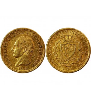 ITALIE, SARDAIGNE, CHARLES FELX - 80 LIRE OR 1828 GENES﻿ 2