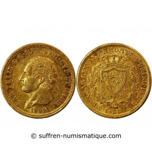 ITALIE, SARDAIGNE, CHARLES FELX - 80 LIRE OR 1828 GENES﻿
