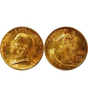 ITALIE, VICTOR EMMANUEL III - 100 LIRE OR 1933﻿ 2