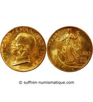 ITALIE, VICTOR EMMANUEL III - 100 LIRE OR 1933﻿