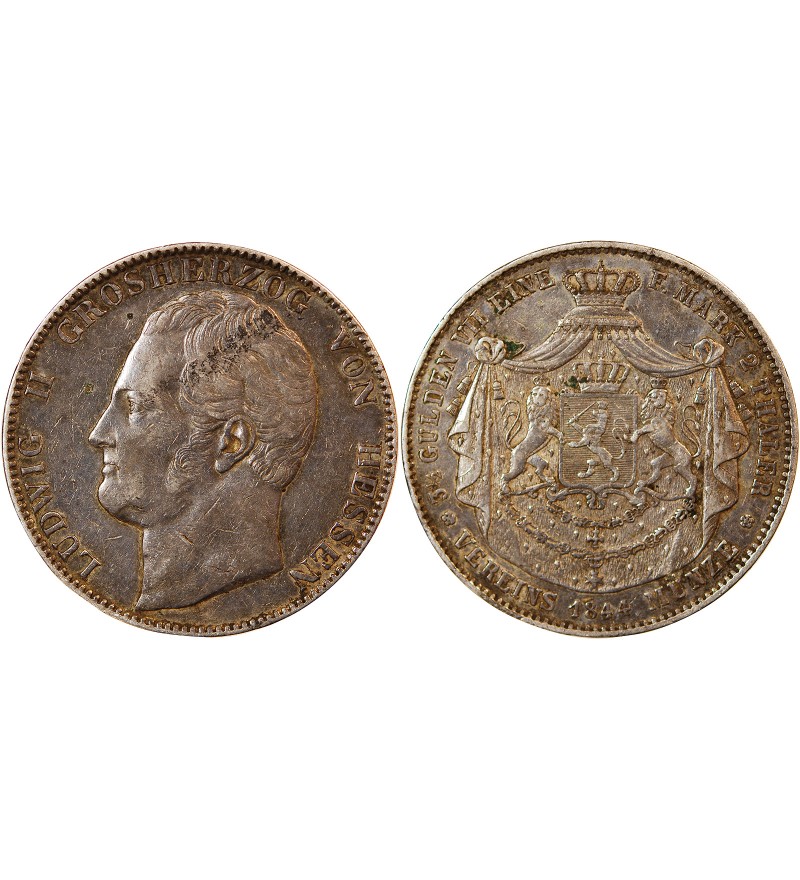 ALLEMAGNE, HESSEN, LUDWIG II - 2 THALER ARGENT 1844