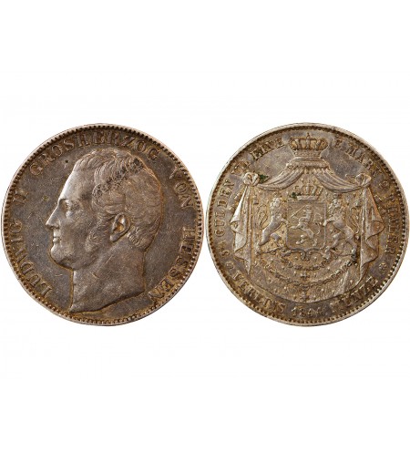 ALLEMAGNE, HESSEN, LUDWIG II - 2 THALER ARGENT 1844