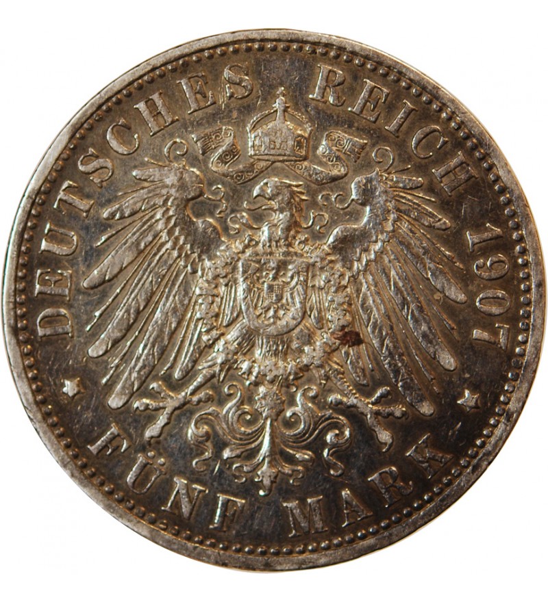 ALLEMAGNE, PRUSSE, WILHELM II - 5 MARK ARGENT 1913 A BERLIN