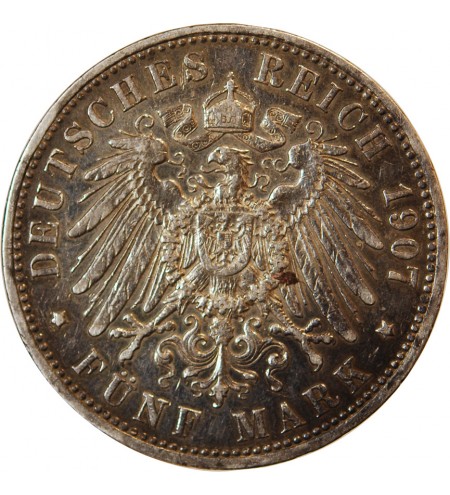 ALLEMAGNE, PRUSSE, WILHELM II - 5 MARK ARGENT 1913 A BERLIN