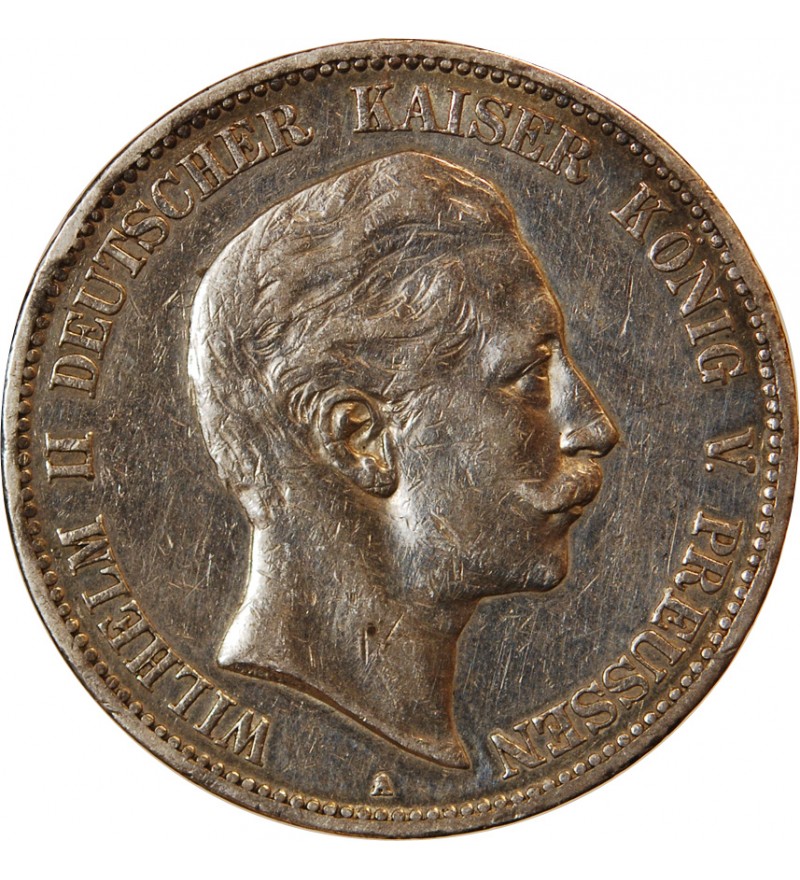 ALLEMAGNE, PRUSSE, WILHELM II - 5 MARK ARGENT 1913 A BERLIN