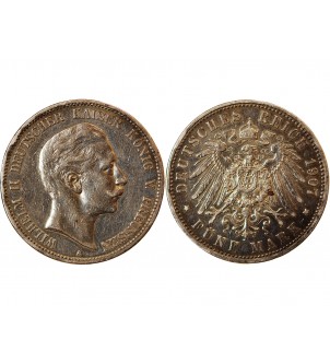 ALLEMAGNE, PRUSSE, WILHELM II - 5 MARK ARGENT 1913 A BERLIN 2