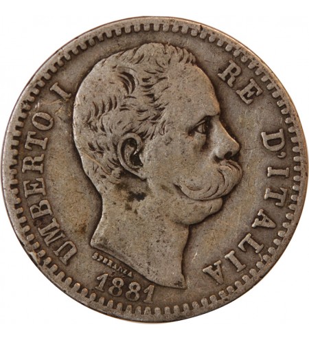 ITALIE, UMBERTO Ier - 2 LIRE ARGENT 1881