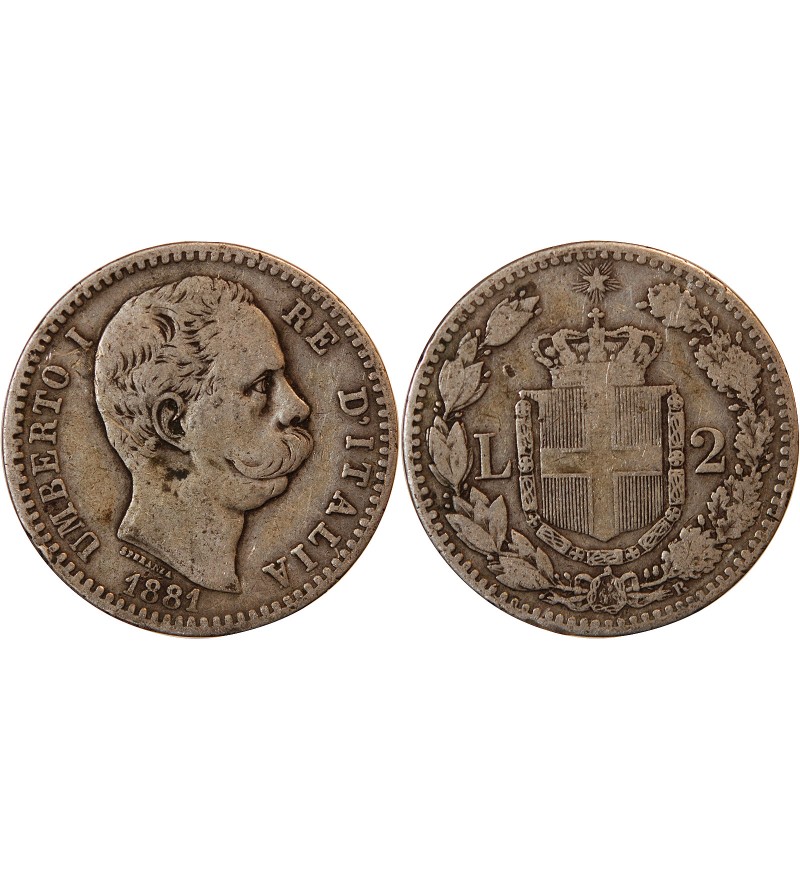 ITALIE, UMBERTO Ier - 2 LIRE ARGENT 1881