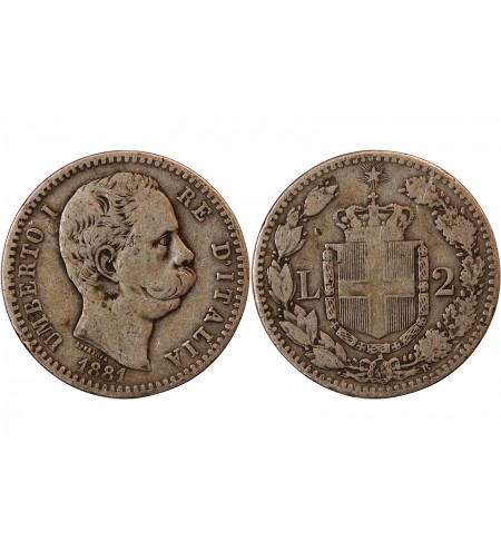 ITALIE, UMBERTO Ier - 2 LIRE ARGENT 1881