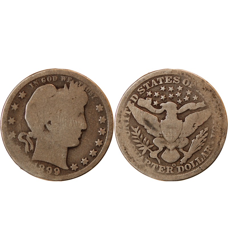 USA, BARBER - QUARTER DOLLAR ARGENT 1899 O NOUVELLE-ORLEANS