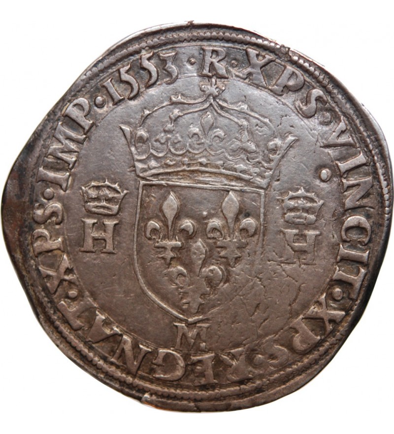 France Henri II - Teston Argent 1553 M Toulouse
