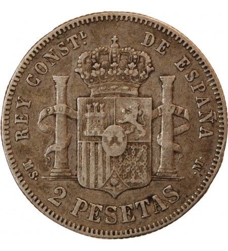 ESPAGNE, ALPHONSO II - 2 PESETAS ARGENT 1881