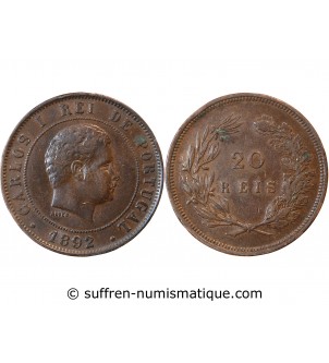 PORTUGAL, CHARLES Ier - 20 REIS 1892
