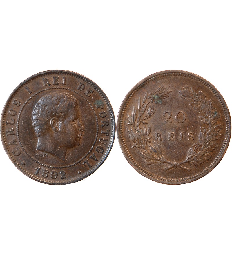 PORTUGAL, CHARLES Ier - 20 REIS 1892