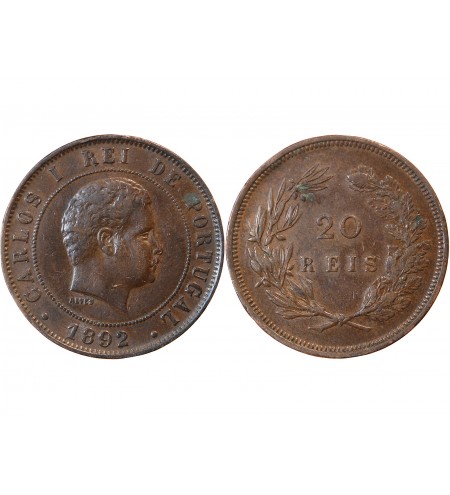 PORTUGAL, CHARLES Ier - 20 REIS 1892