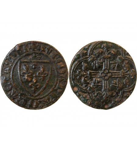 FRANCE - Jeton de compte à l'écu AVE MARIA GRACIA PLI - XVe siècle - Mit.434a