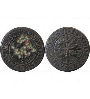 TOURNAI - Jeton de compte aux 4 lys AVE MARI STELLA DEI - XVe siècle - Mit.634 var. 2