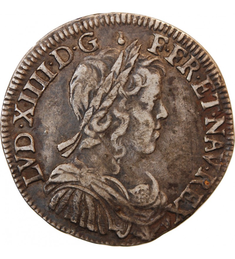LOUIS XIV - 1/2 ECU ARGENT A LA MECHE LONGUE 1654 I LIMOGES R4