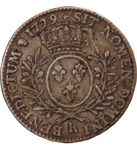 LOUIS XV - 1/2 ECU AUX BRANCHES D'OLIVIER 1729 R ORLEANS R3