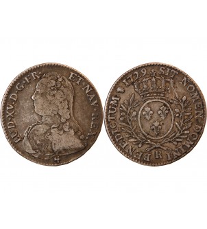 LOUIS XV - 1/2 ECU AUX BRANCHES D'OLIVIER 1729 R ORLEANS R3 2